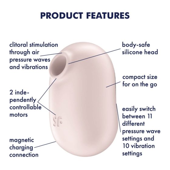 Satisfyer Pro To Go 2 - vibrator clitoridian cu valuri de aer, alimentat cu baterie (bej)