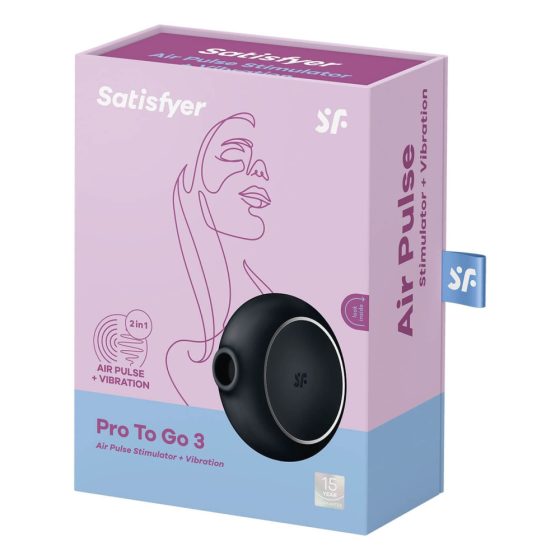 Satisfyer Pro To Go 3 - vibrator clitoridian pe baterie, cu tehnologie de pulsație aer (negru)