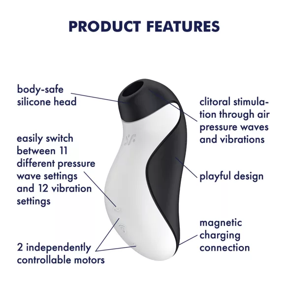 Satisfyer Orca - stimulator clitoridian cu unde de aer impermeabil - negru-alb