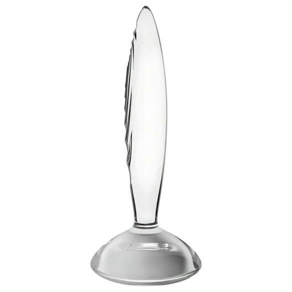 Satisfyer Sparkling Crystal - dildo din sticlă cu striații - transparent