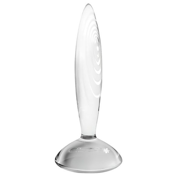 Satisfyer Sparkling Crystal - dildo din sticlă cu striații - transparent