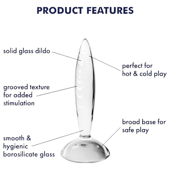 Satisfyer Sparkling Crystal - dildo din sticlă cu striații - transparent