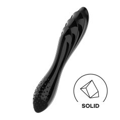   Satisfyer Dazzling Crystal 1 - dildo dublu capăt - sticlă - negru