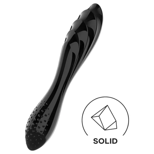 Satisfyer Dazzling Crystal 1 - dildo dublu capăt - sticlă - negru