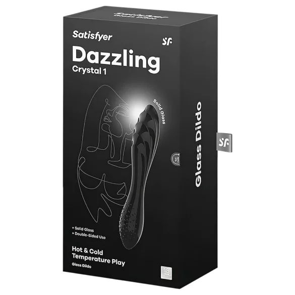 Satisfyer Dazzling Crystal 1 - dildo dublu capăt - sticlă - negru
