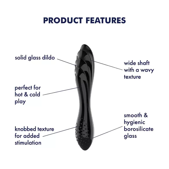 Satisfyer Dazzling Crystal 1 - dildo dublu capăt - sticlă - negru