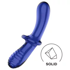 Satisfyer - dildo din sticlă dublu capăt - albastru
