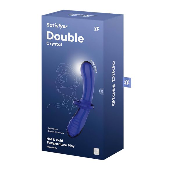 Satisfyer - dildo din sticlă dublu capăt - albastru