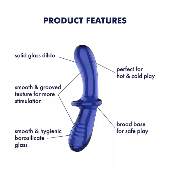 Satisfyer - dildo din sticlă dublu capăt - albastru