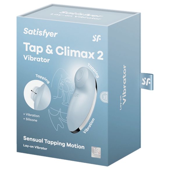Satisfyer Tap & Climax 2 - vibrator și stimulator clitoris 2în1 - albastru