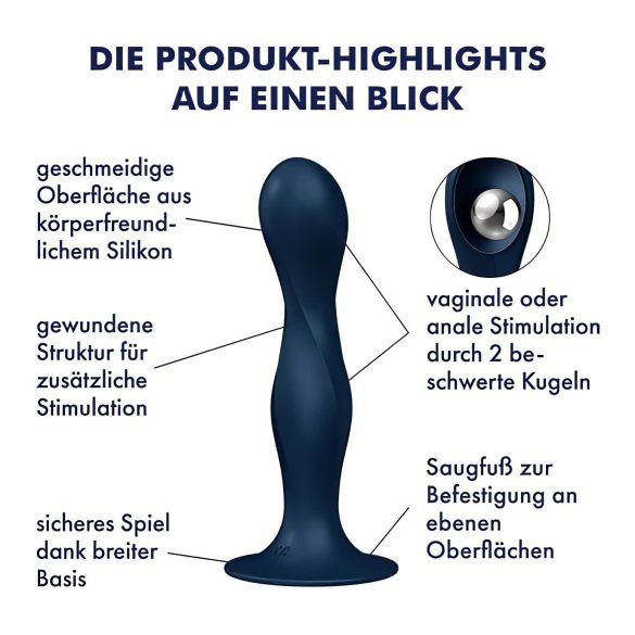 Satisfyer Double Ball-R - dildo cu greutăți - silicon albastru