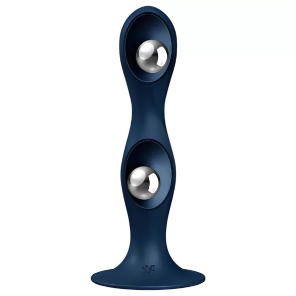 Satisfyer Double Ball-R - dildo cu greutăți - silicon albastru