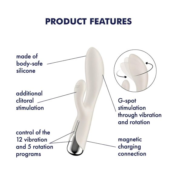 Satisfyer Spinning Rabbit 1 - vibrator pentru clitoris cu braț rotativ - bej