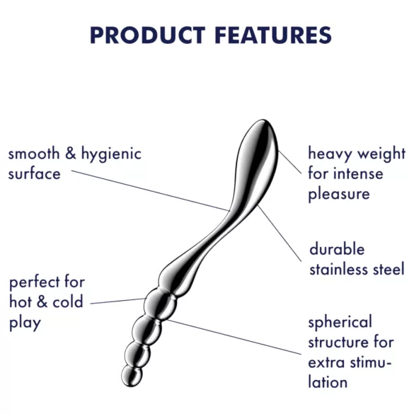 Satisfyer Star Force 1 - dildo metalic cu bile - oțel inoxidabil argintiu