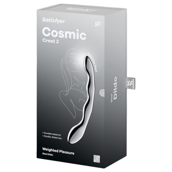 Satisfyer Cosmic Crest 2 - dildo metalic ondulat - oțel inoxidabil argintiu