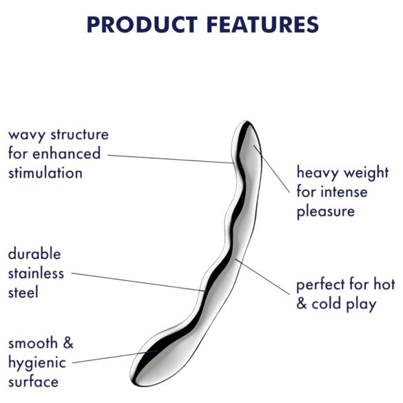 Satisfyer Cosmic Crest 2 - dildo metalic ondulat - oțel inoxidabil argintiu