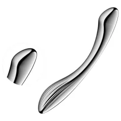   Satisfyer Pure Gravity 1 - dildo metalic cu striații - oțel inoxidabil argintiu