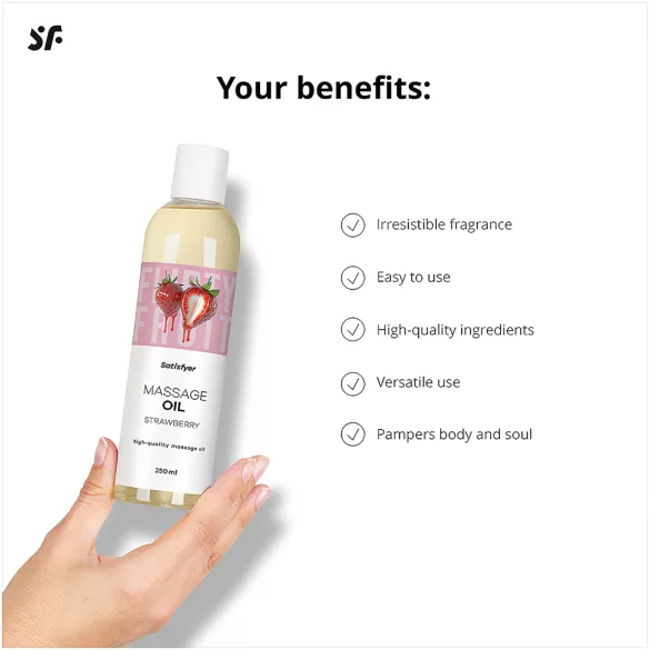 Satisfyer - ulei de masaj aromatizat - căpșuni (250 ml)