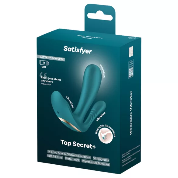 Satisfyer Top Secret+ - vibrator purtabil cu 3 brațe (verde)