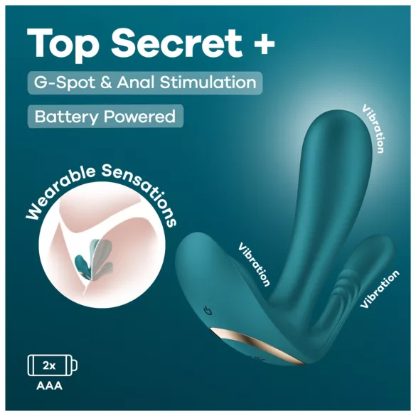 Satisfyer Top Secret+ - vibrator purtabil cu 3 brațe (verde)