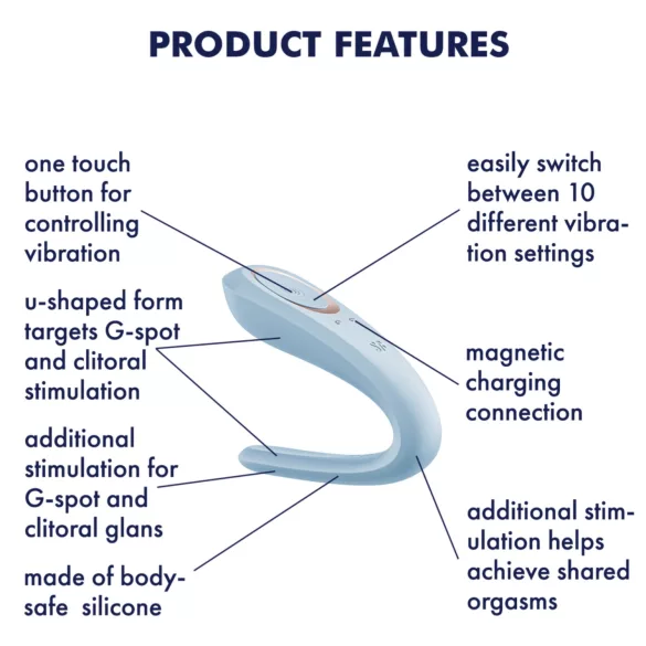 Satisfyer Double Classic - vibrator de cuplu (albastru)