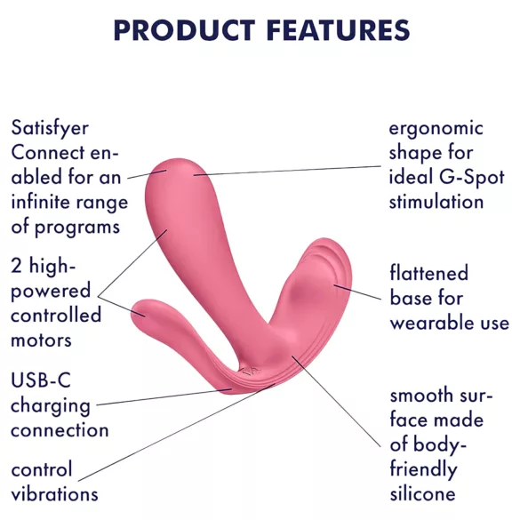 Satisfyer Top Secret+ - vibrator purtabil pentru punctul G și anal (roz)