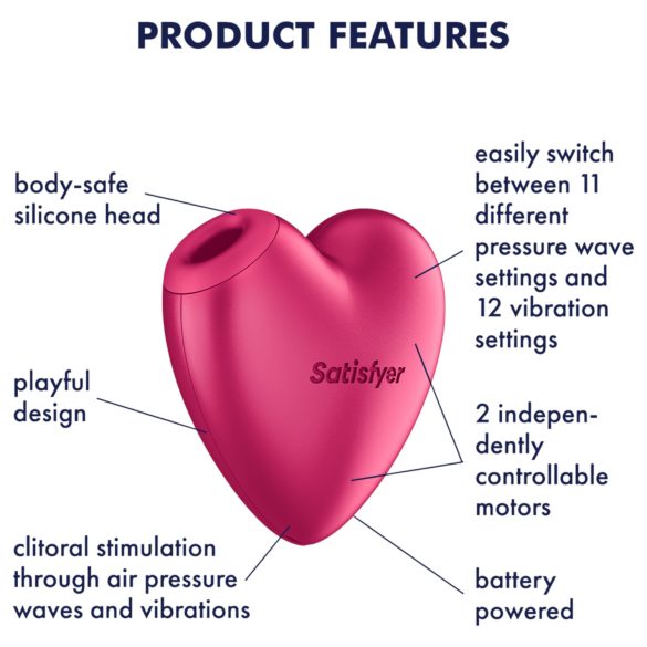 Satisfyer Cutie Heart - stimulator clitoridian cu unde de aer - roz