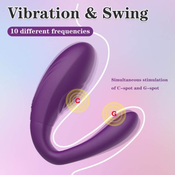 Mrow - vibrator de cuplu impermeabil cu 3 motoare, cu acumulator (violet)