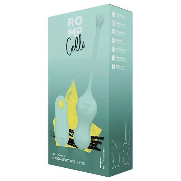 ROMP Cello - bilă vaginală cu vibrații și telecomandă - verde
