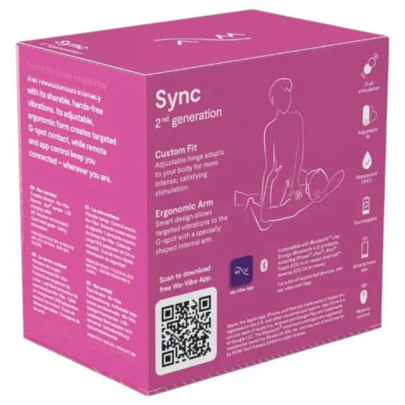 We‑Vibe Sync - vibrator pentru cuplu cu aplicație și telecomandă (roz)