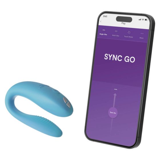 We-Vibe Sync Go - vibrator inteligent și reîncărcabil pentru cuplu (turcoaz)