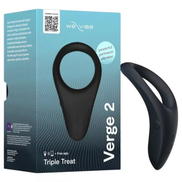We-Vibe Verge 2 - Inel penian vibrator controlat prin aplicație, pentru bărbați (negru)