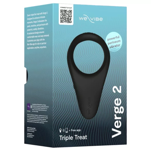 We-Vibe Verge 2 - Inel penian vibrator controlat prin aplicație, pentru bărbați (negru)