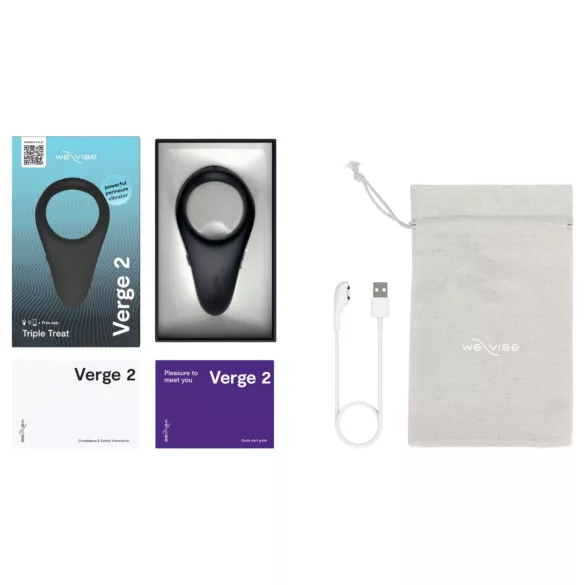 We-Vibe Verge 2 - Inel penian vibrator controlat prin aplicație, pentru bărbați (negru)
