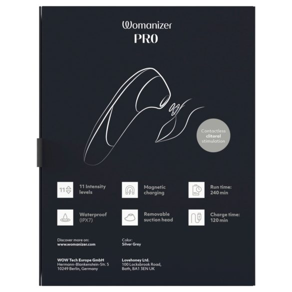 Womanizer Pro - stimulator clitoral cu unde de aer (gri)