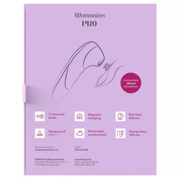 Womanizer Pro - stimulent clitoridian cu unde de aer (roz)