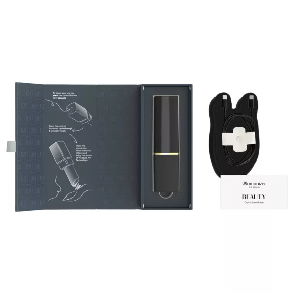 Womanizer Beauty - vibrator clitoridian cu unde de aer, în formă de ruj (negru)