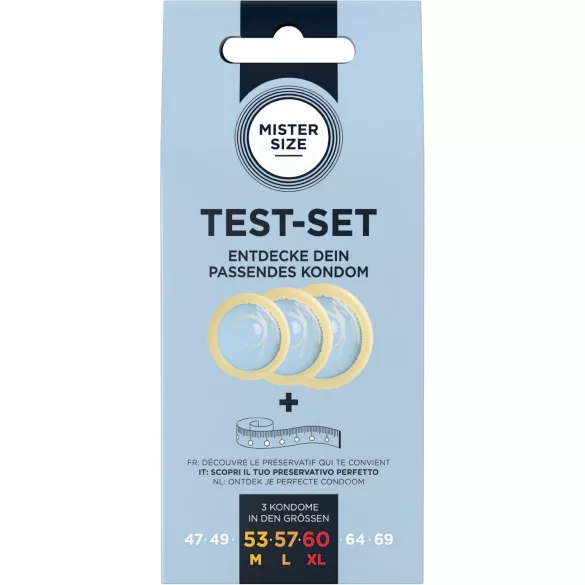 Mister Size Test-Set - set de test prezervative cu bandă de măsurare (3 bucăți)