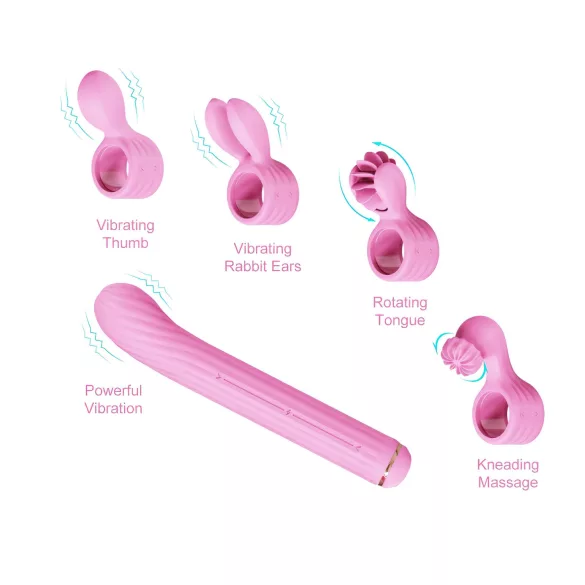 Magic Stick - vibrator cu capete interschimbabile (roz)