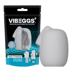 VIBEGGS Twisty Tongues - ou vibrator masturbator (alb)
