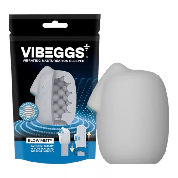 VIBEGGS Blow Misty - masturbator ou vibrator cu vibrații (alb)