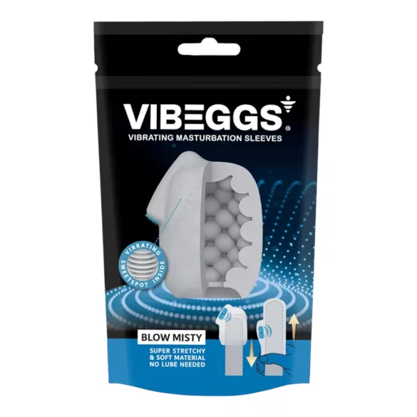 VIBEGGS Blow Misty - masturbator ou vibrator cu vibrații (alb)