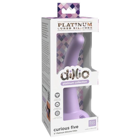 Dillio Curios Five - dildo cu ventuză (15cm) - mov