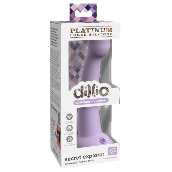 Dillio Explorator Secret - dildo cu ventuză (17cm) - mov
