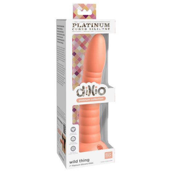 Dillio Wild Thing - dildo cu ventuza și textură nervurată (19cm) - portocaliu