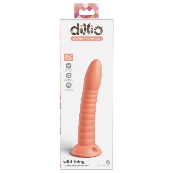 Dillio Wild Thing - dildo cu ventuza și textură nervurată (19cm) - portocaliu