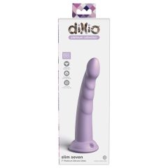   Dillio Slim Seven - dildo stimulator cu ventuză și gland formă (20cm) - violet