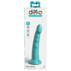   Dillio Slim Seven - dildo stimulant cu ventuză (20cm) - turcoaz