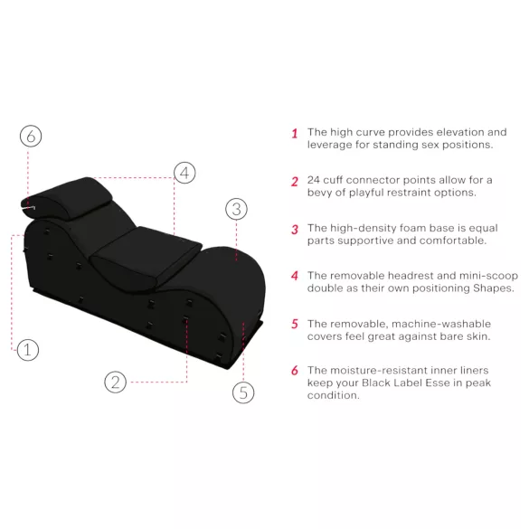 Liberator Black Label Esse - fotoliu tantra modular din 3 piese (negru)