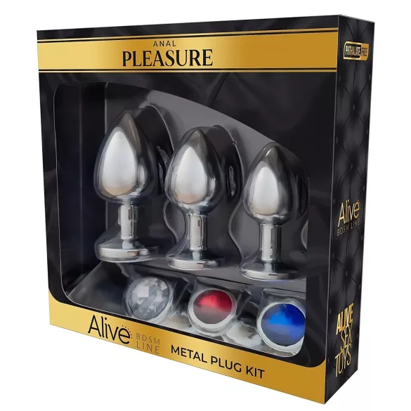 Alive - set dopuri anale metalice - argintiu